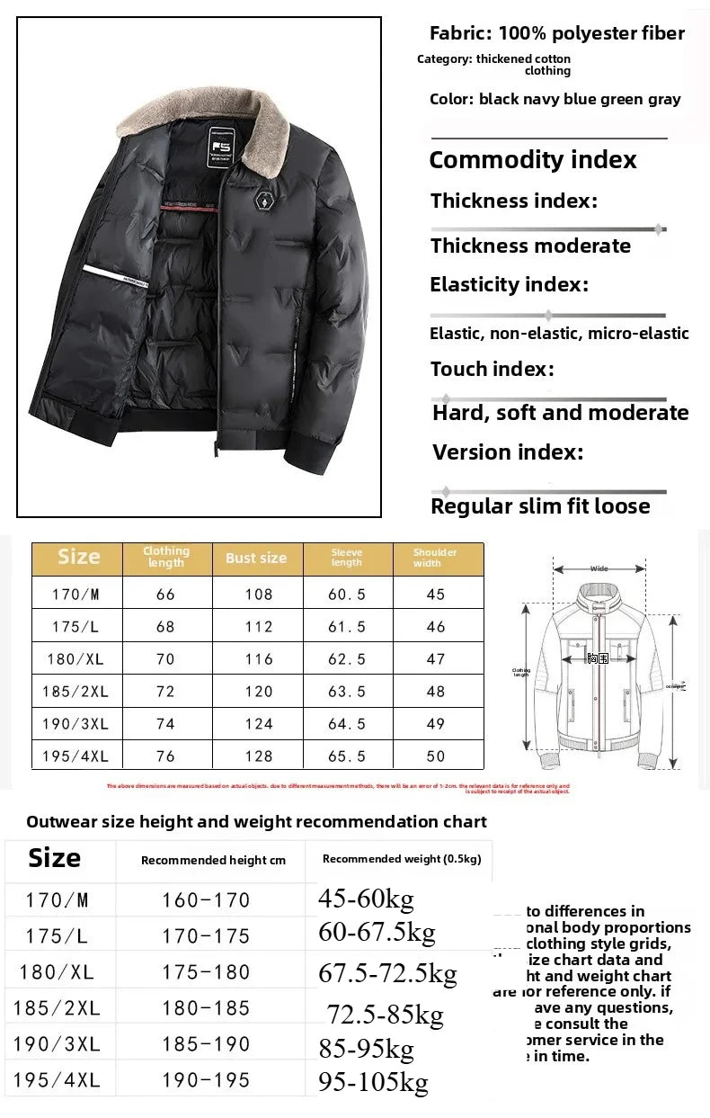 New Winter Men Fur Collar Down Jackets Warm Parkas High Quality Male Outwear Casual  Winter Coats Man Slim Fit Down Jackets 4XL