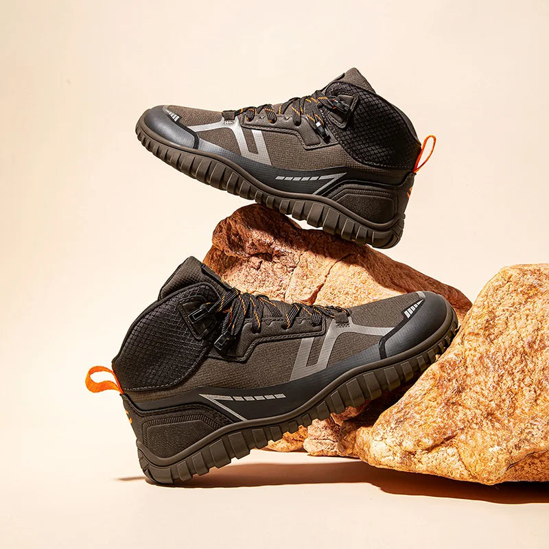 HOBIBEAR Mid Top Barefoot Shoes Mens Womens Wide Toe Hiking Boots Outdoor Non-Slip Trail-Running Shoes