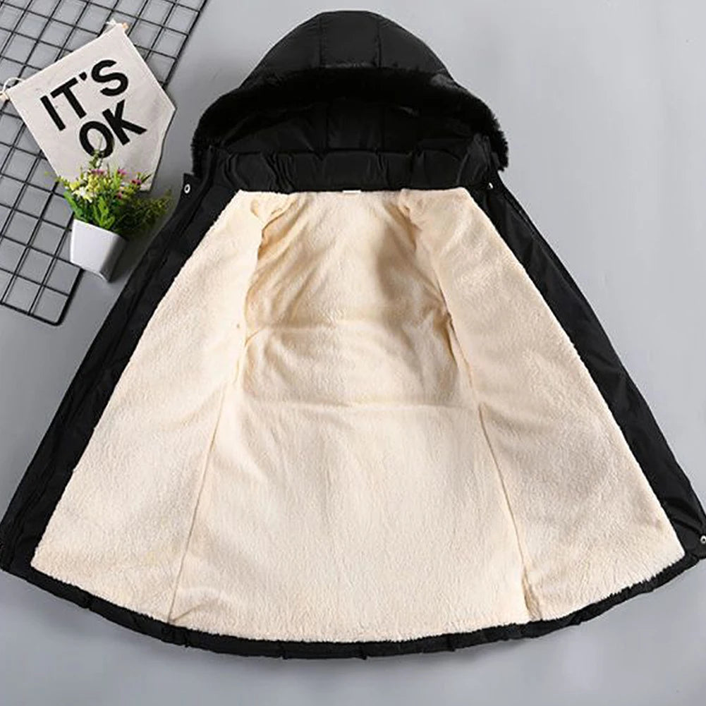 Girls' Winter Jacket with Hood,Children's Winter Coat,Warm Quilted Jacket,Kids Down Cottob Jacket,Outdoor Windproof Puffer Coat