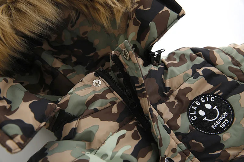 2025 Winter Children Warm Clothing Boys Down Jacket Baby Polyester Fiber Hooded Coat Thicken Outerwear Kids Solid Color Parka