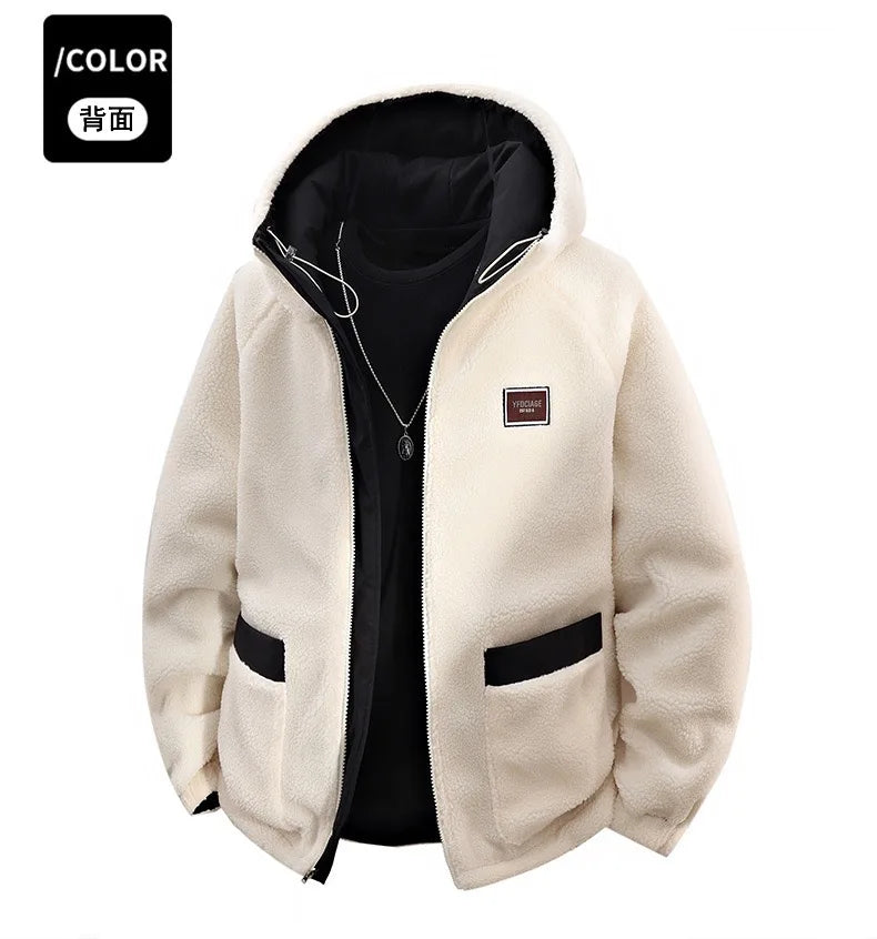 Winter Fashion Trend With Thick Fleece and Warm Hooded Jacket For Men's Casual Loose Sports Plus Large Size High-Quality Jacket