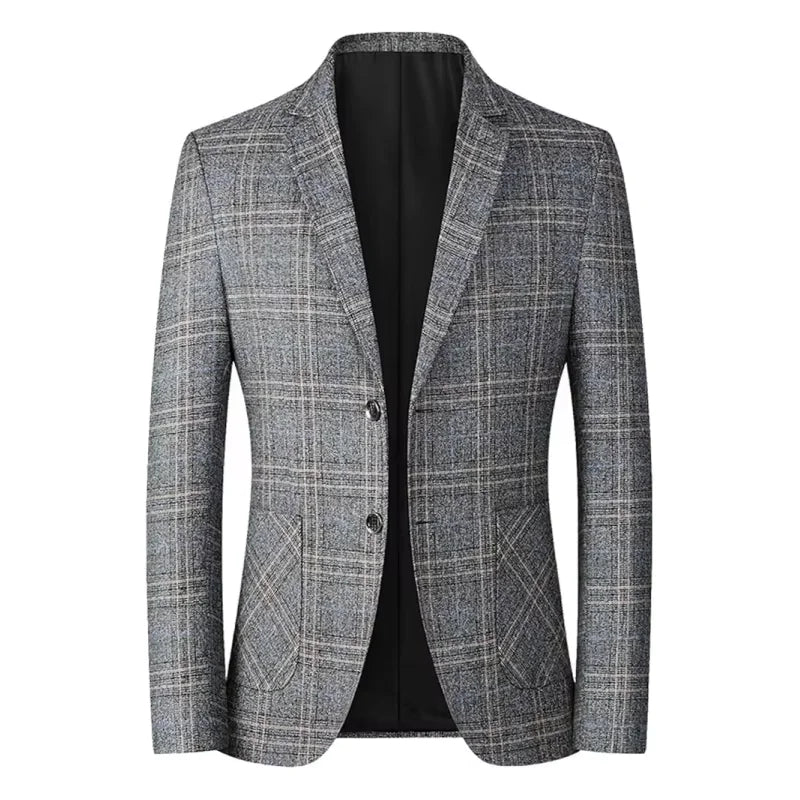 Men's Winter Suit Jacket - Classic Checked Blazer | Warm Thickened Formal Coat | Autumn/Winter Business & Leisure Wear
