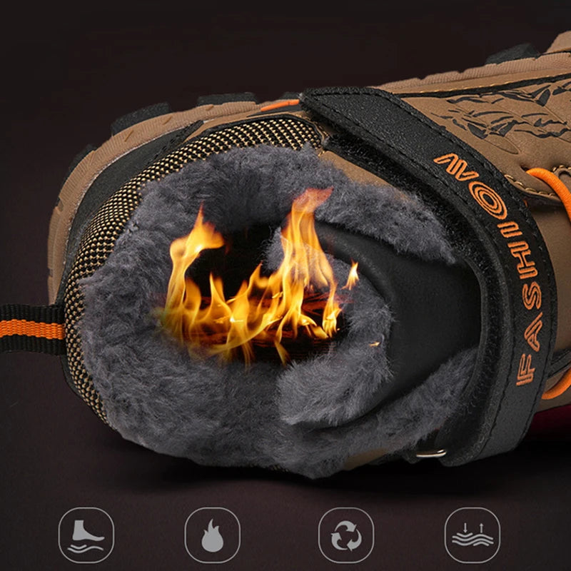 Waterproof Winter Snow Boots for Boys Non-Slip Warm Ankle Shoes Kids Outdoor Trekking Hiking Sneakers Children's Fashion Boots