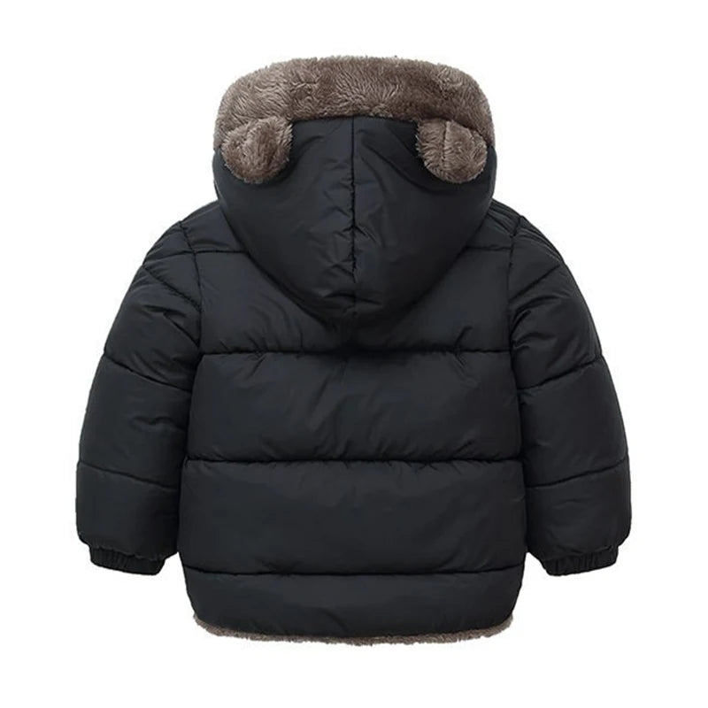 Winter Boys Cashmere Padded Jackets Children's Girls Hooded Outerwear Thick Fleece Warm Casual Coat New Christmas Birthday Gift