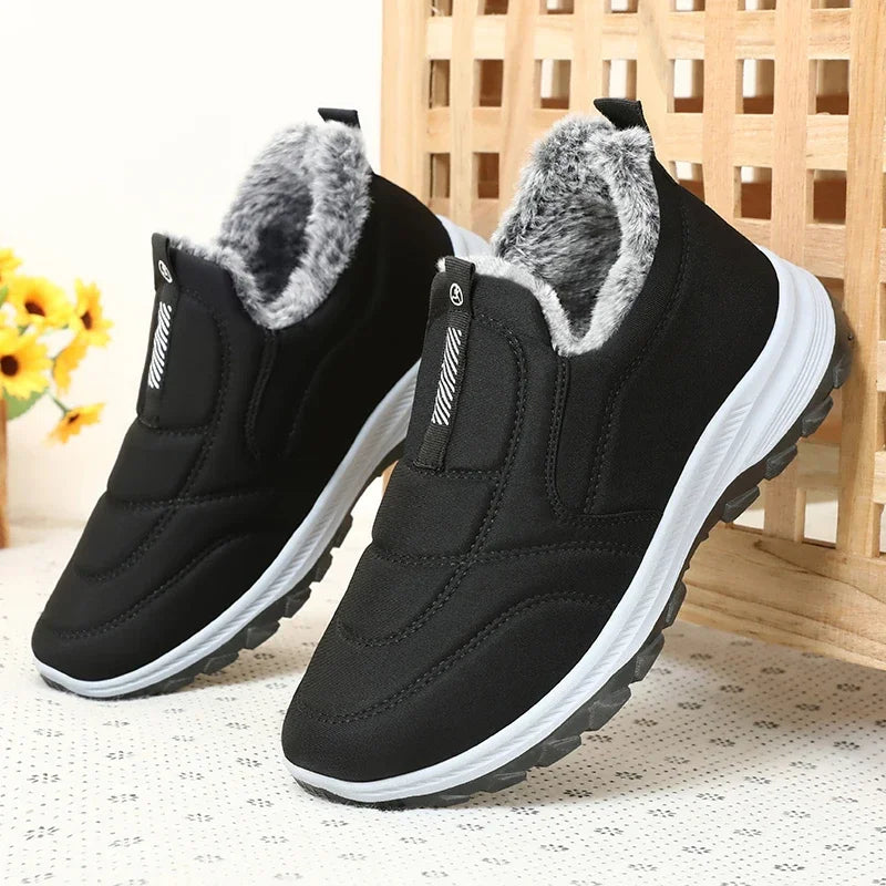 Classic Black Unisex Snow Boots Waterproof Winter Boots for Men & Women Anti-Slip Thermal Plush Lined Ankle Boots Outdoor Hiking