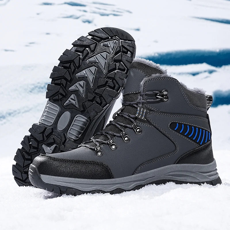 Mens Winter Snow Boots Durable Slip-resistant Windproof High-Top Sneakers Warm Comfortable Casual Shoes for Outdoor Activities