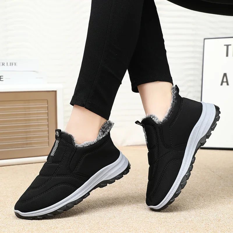 Classic Black Unisex Snow Boots Waterproof Winter Boots for Men & Women Anti-Slip Thermal Plush Lined Ankle Boots Outdoor Hiking