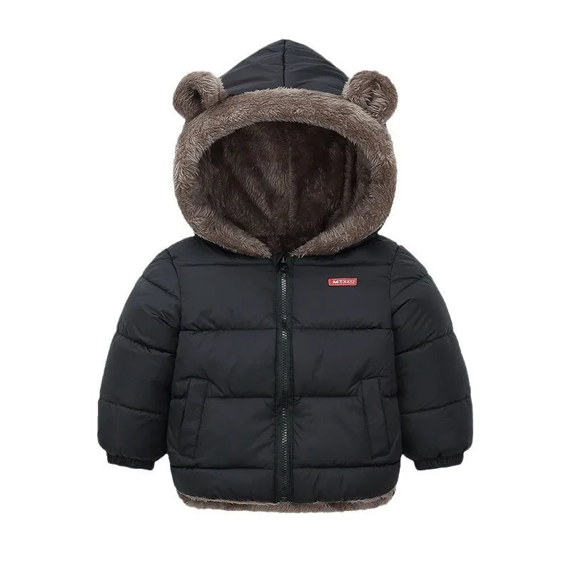Winter Kids Thick Jacket Boys Girls Cotton-Padded Cashmere Hooded Coat Chilren Fleece Warm Outerwear Clothing for 2 3 4 5 6Years