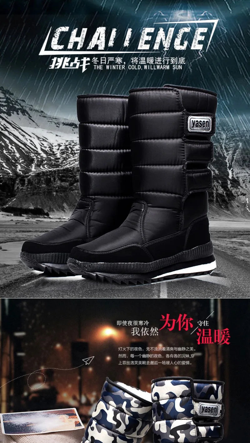 Men's Mid-calf Snow Boots Winter Plush Warm Cotton Boot Fashion Casual High Top Boots for Men Non-slip Platform Boots Big Size47