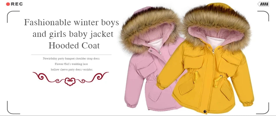 Winter Warm Down Jacket Toddles Learning to Walk Hooded Boys' Pie Overcomes Girls' Clothing Outdoor Thick Wool Collar Jacket