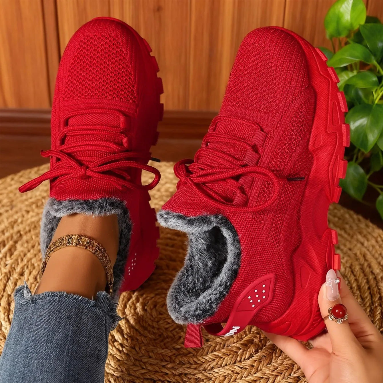 Sneakers Women's Winter Warm Sports Shoes Non Slip Soles Suitable for Cold Weather Outdoor Walking Sports Shoes Ladies Sneakers