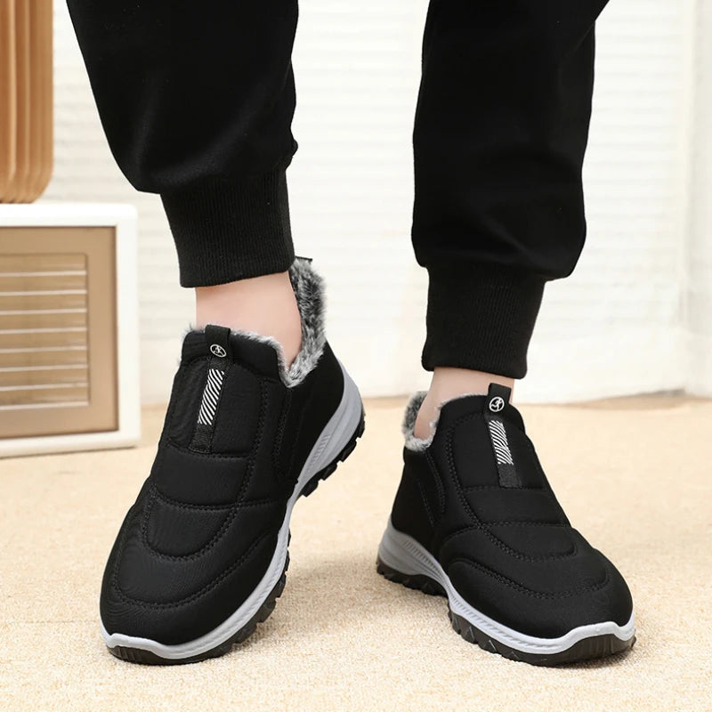 Winter Men Boots Outdoor Snow Boots Warm Lightweight Cotton Boot Non-slip Hiking Walking Shoes Fur Comfortable Women Ankle Boots