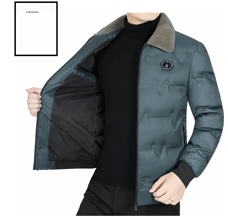 New Winter Men Fur Collar Down Jackets Warm Parkas High Quality Male Outwear Casual  Winter Coats Man Slim Fit Down Jackets 4XL