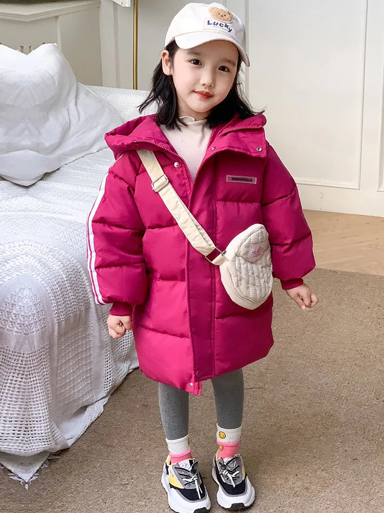 Winter Jacket For Girl Parkas Cotton Padded Baby Down Jacket Long Sleeve Baby Girls Outerwear Coat Loose Thicken Warm Kid Girl