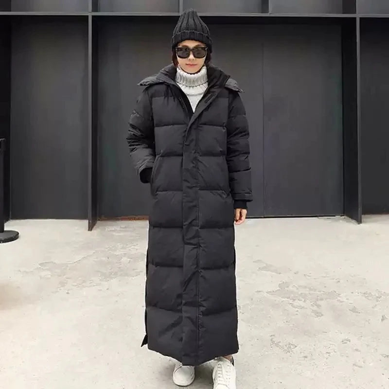 Super Long Padded Cotton Jacket Women 2025 New Korean Over-The-Knee  Fashion Parkas Winter Female  Thick Black Down Cotton Coat