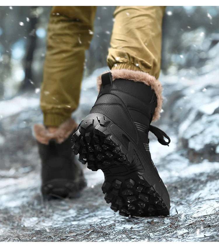 Men's Winter Boots 2025 Warm Waterproof Non-Slip Plush Sneakers Shoes Male Winter Tenis Boots Comfortable Slip-On Plush Lined