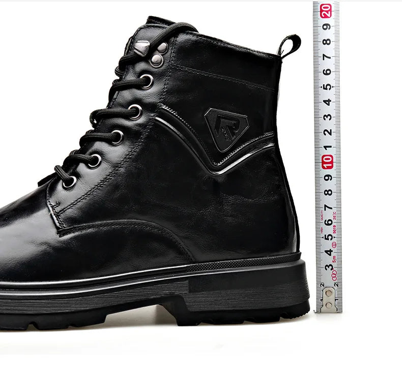 Autumn Winter Side Zipper Genuine Leather Boots for Men Fashion Casual Warm Cotton Work Shoes Man New Designer Ankle Boots Male