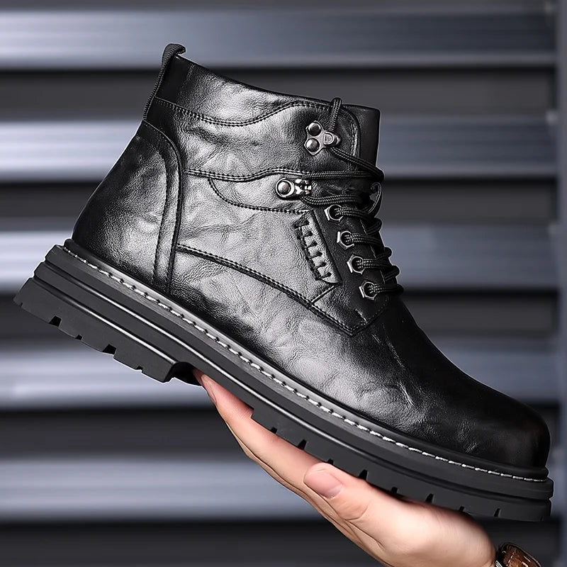Winter Hot Selling Men's High Top Shoes Thick Soled Wear-resistant Workwear Shoes Trendy Outdoor Men's Motorcycle Boots Handsome