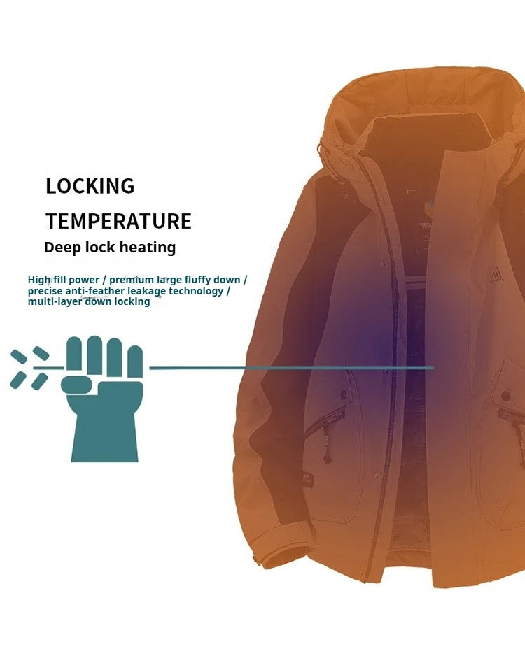 Winter Down Jacket - Outdoor Spliced Parka Outerwear