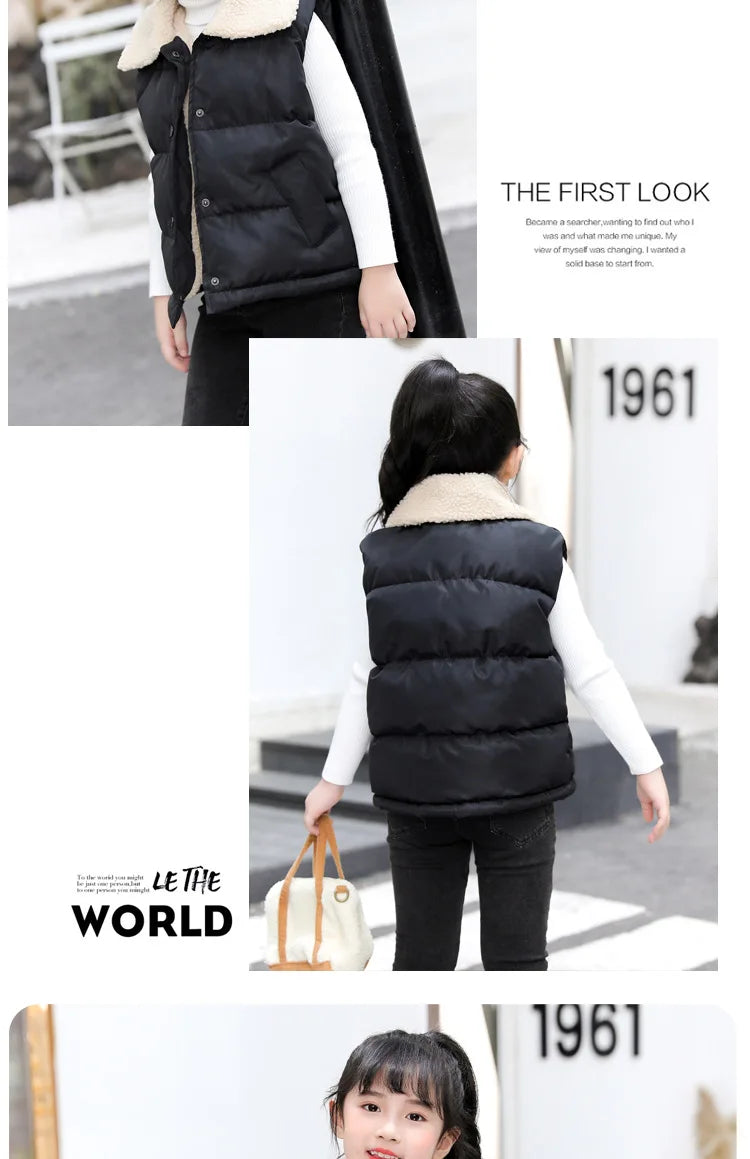 Autumn Winter New Boys Girls Sleeveless Hooded Vest Jacket Cartoon Print Coat Kids Warm Vest Outwear Clothes