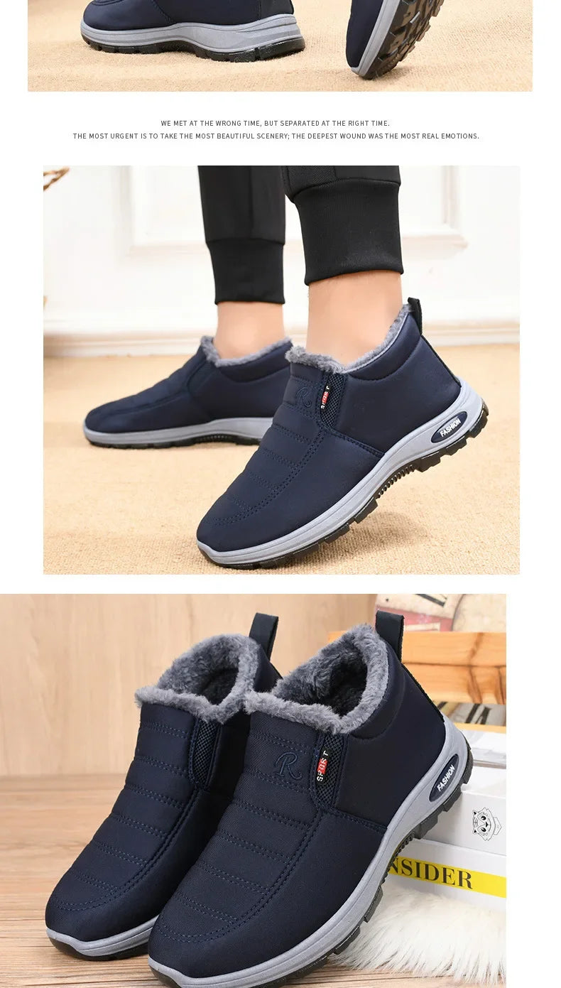 Winter 2025 new men's and women's cotton shoes with thick velvet and warm snow boots windproof couple's short boots anti slip