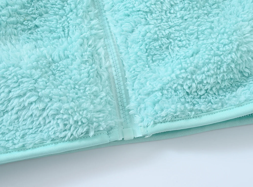 Girls woolen hooded coat solid color zipper coat children's winter clothes