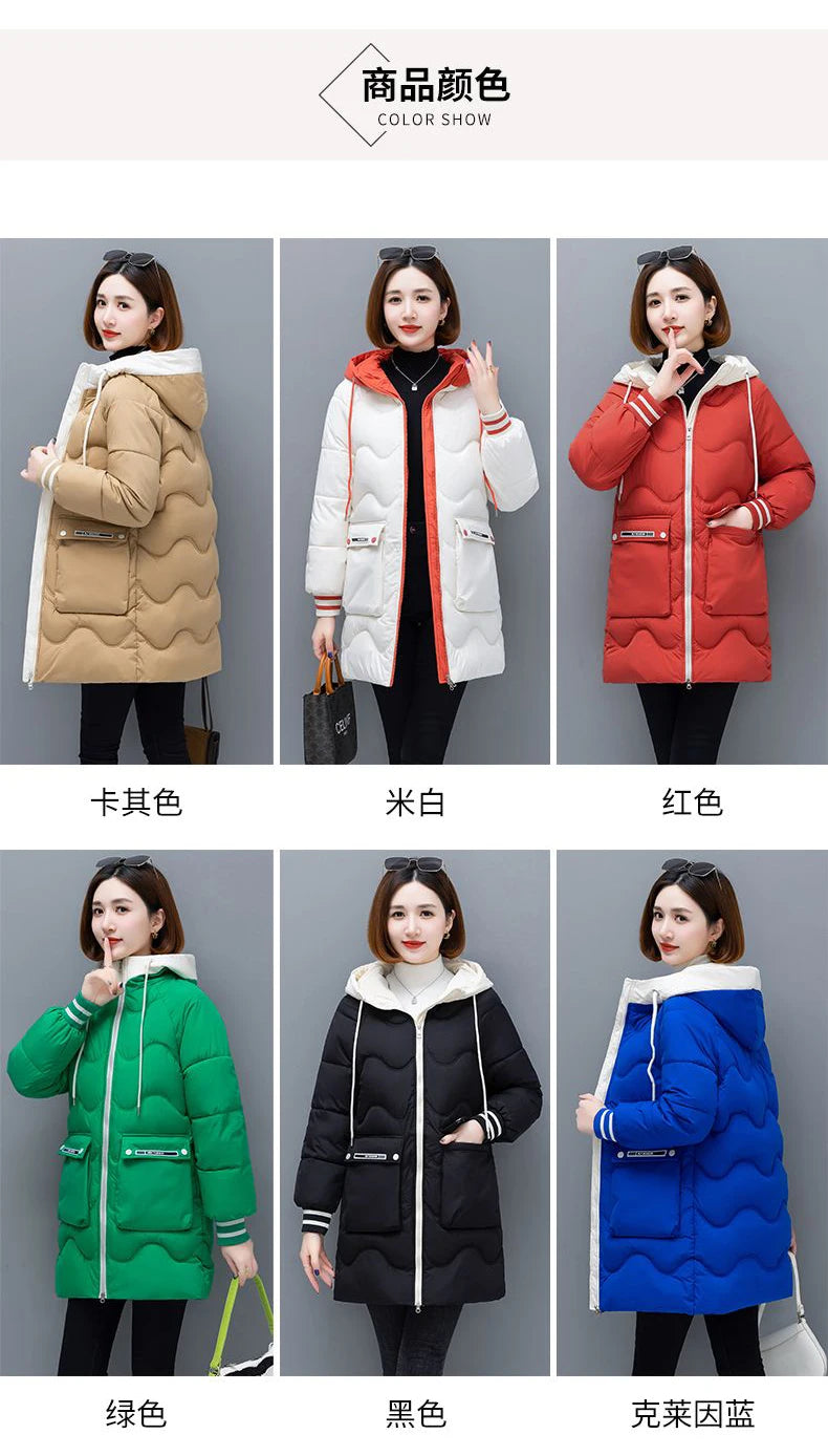 Long Winter Jacket Women Down Cotton Coats 2024 New Cotton Padded Puffer Parka Coat Women Hooded Outwear Thicken Warm Jacket 4XL