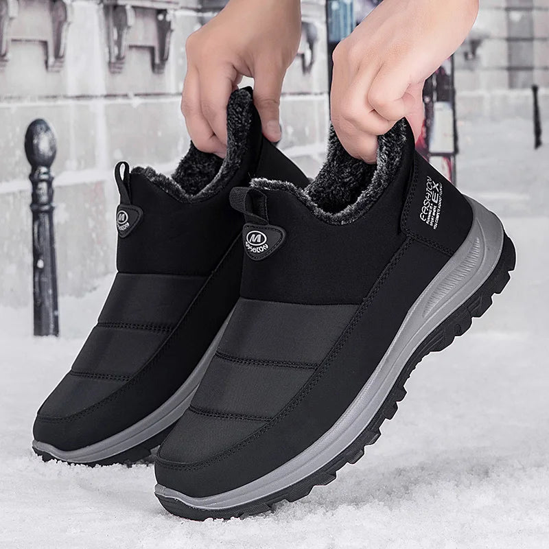 Men Boots Waterproof Winter Lightweight Snow Boots Thick Warm Fur Men Shoes Plus Size Unisex Ankle Boots Slip On Casual Shoes
