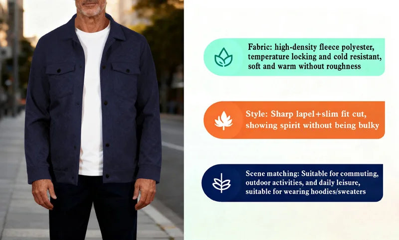 Men's winter fleece jacket - multi pocket, soft and warm casual outerwear, suitable for daily/outdoor/business leisure occasions