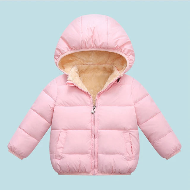 Winter Baby Kids Fleece Jacket For Children Cartoon Coats Autumn Boys Warm Hooded Down Jackets Girls Plush Warm Outerwear