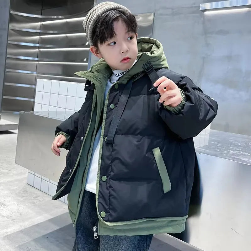 Winter Boys Coat Children Thickened Down Jacket  New 2025 Kids Hooded Casual Cotton Clothing Autumn Warm Fashion Snowears