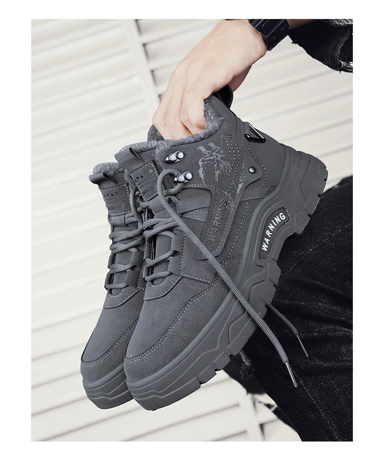 Men's boots winter new warm and velvet cotton boots non-slip comfortable casual boots fashion youth Joker outdoor high-top boots