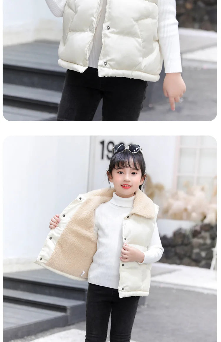 Autumn Winter New Boys Girls Sleeveless Hooded Vest Jacket Cartoon Print Coat Kids Warm Vest Outwear Clothes