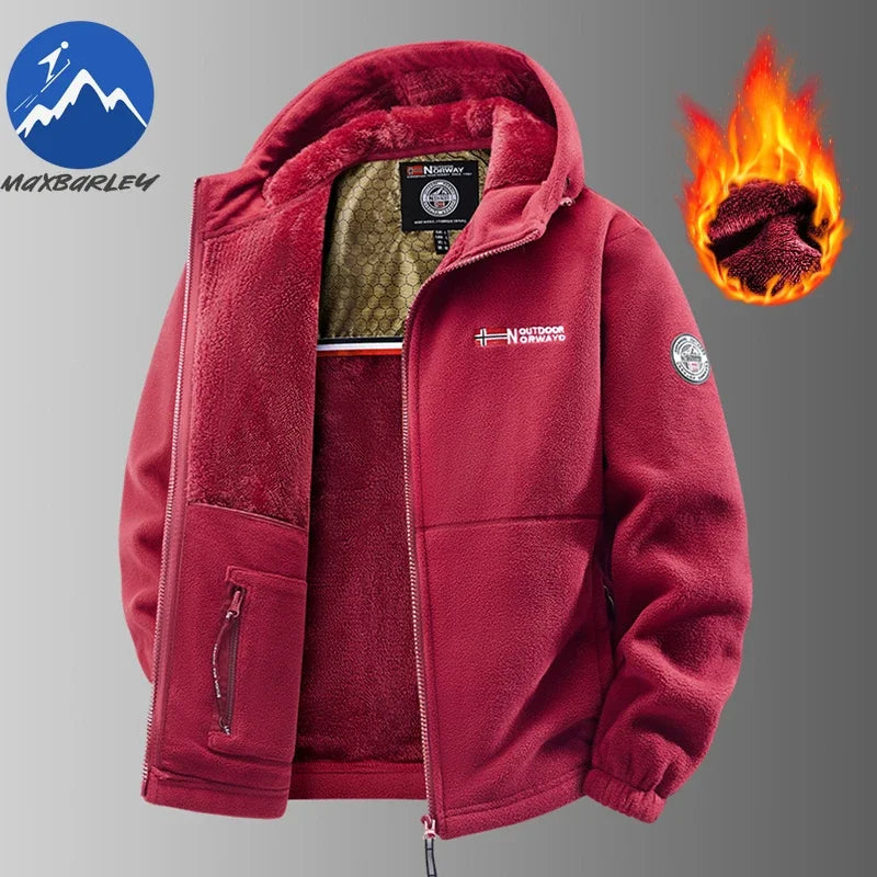 Mens Retro Fleece Clothing Coat Autumn Winter Fashion Graphenewarm Hooded Jacket Jogger Hiking Sports With Thick Cardigan Jacket