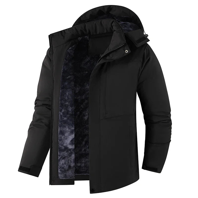Winter Men Warm Waterproof Jackes Coat Mens Windproof Fleece Thicken Jacket Parkas Man Outdoor Casual Hooded Coat Jackets Male