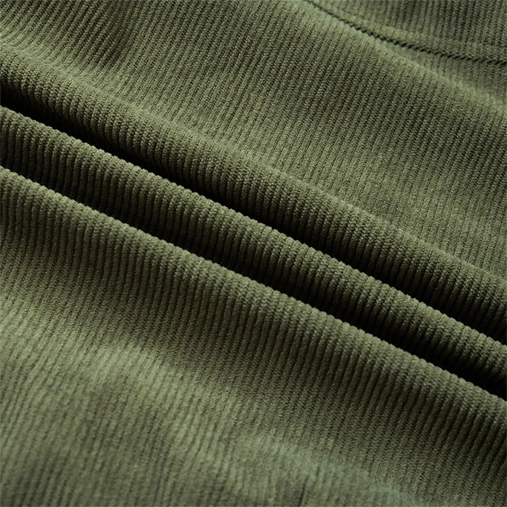 Winter New Arrival: Warm-Weather Corduroy Jacket Men's Fleece-Lined, Thickened Letter-Label Collared Jacket Fashionable Menswear