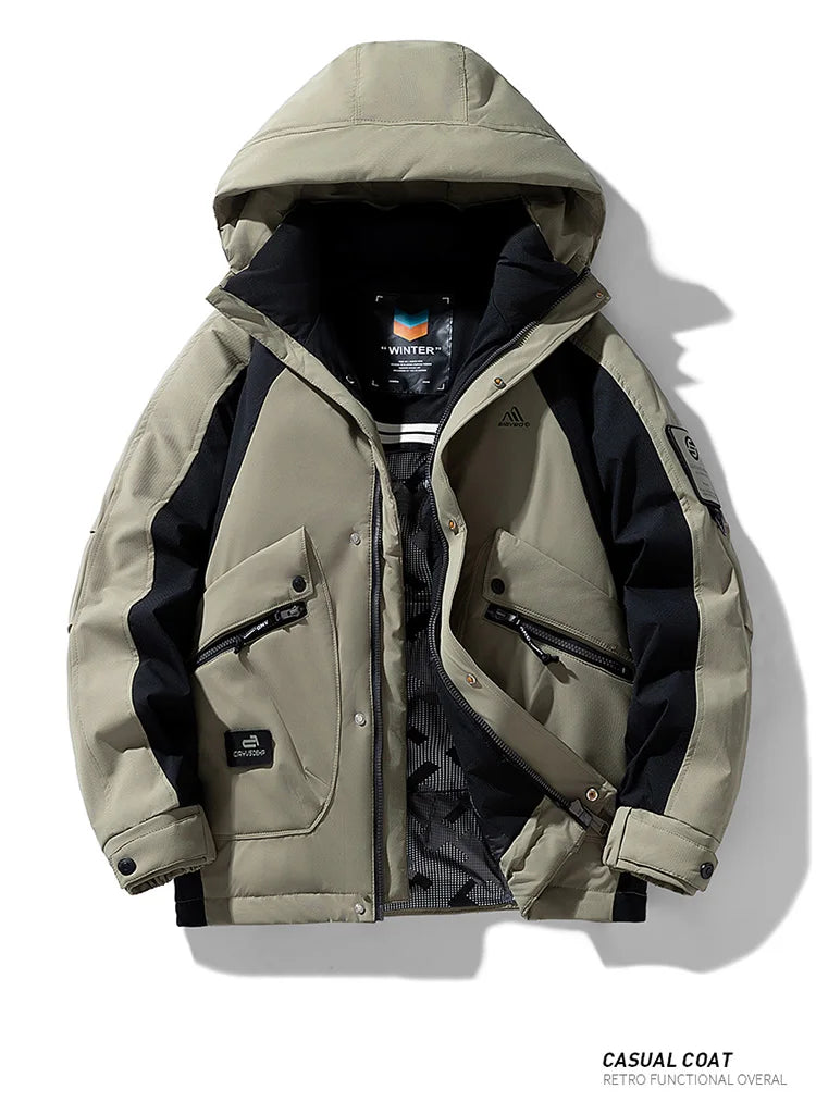 Winter Down Jacket - Outdoor Spliced Parka Outerwear