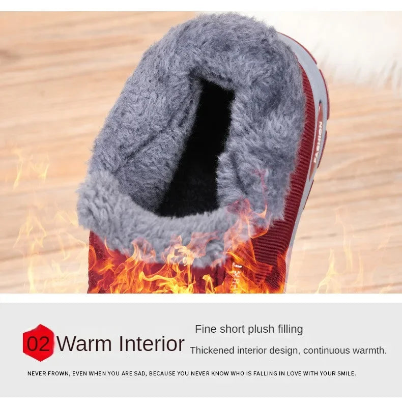 Winter 2025 new men's and women's cotton shoes with thick velvet and warm snow boots windproof couple's short boots anti slip