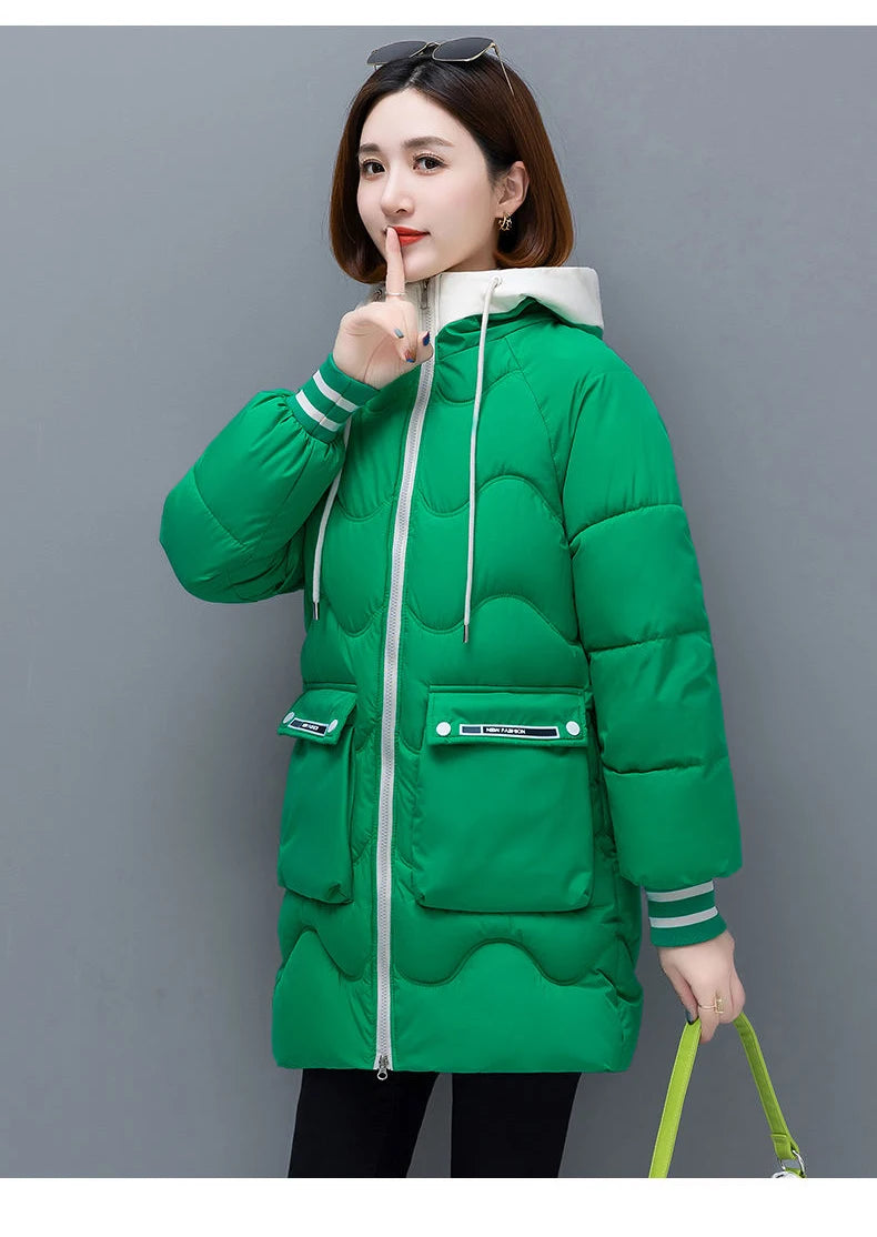 Long Winter Jacket Women Down Cotton Coats 2024 New Cotton Padded Puffer Parka Coat Women Hooded Outwear Thicken Warm Jacket 4XL