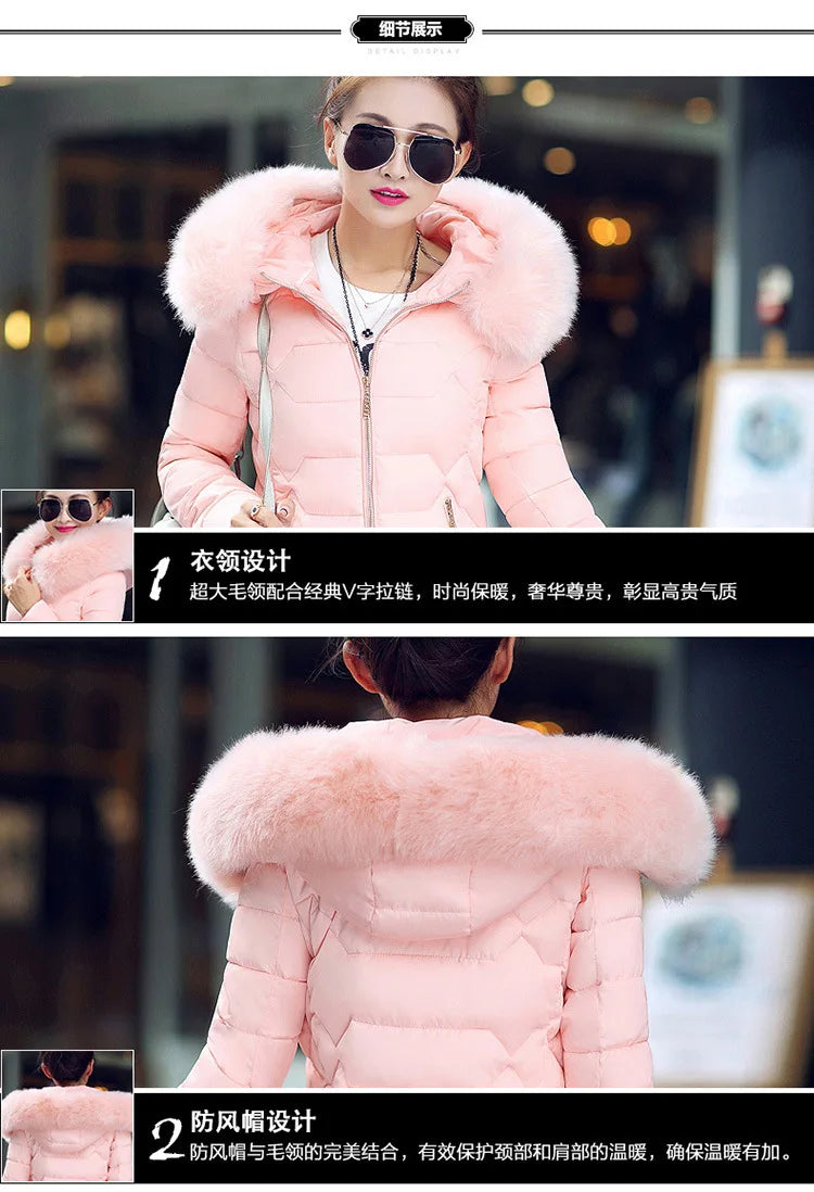 Autumn Winter Women Short Cotton Coat 2025 New Women Cotton Coat Large Fur Collar Parkas Large Size Women'S Cotton Padded Jacket