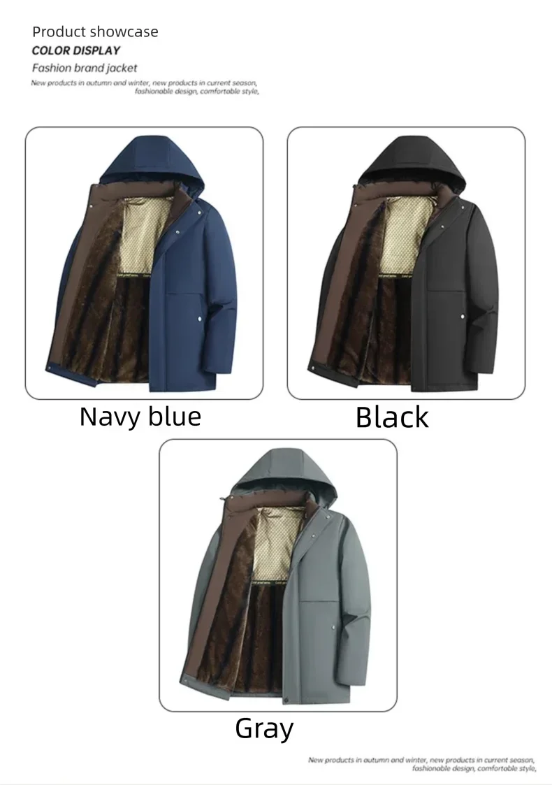 Winter New Fashionable Waterproof  Thick Warm Hooded Cotton Jacket For Men's Casual Loose Retro Sports Jacket