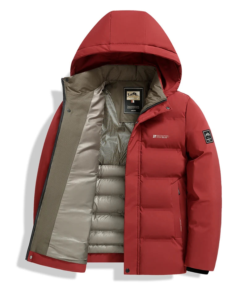 Men's Outdoor Winter Coat Parkas Middle-aged and Elderly Padded Men's Down Warm Padded Jacket Winter Removable Hooded Parkas