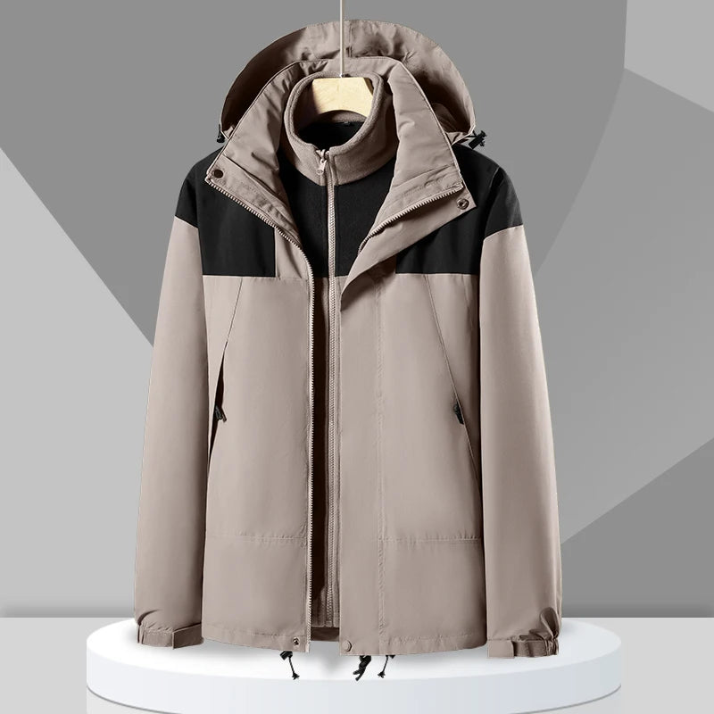 Winter Hiking Jackets Warm Windbreaker Outerwear Waterproof Windproof Jacket Men Skiing Camping Women Coats Hooded Fleece Jacket