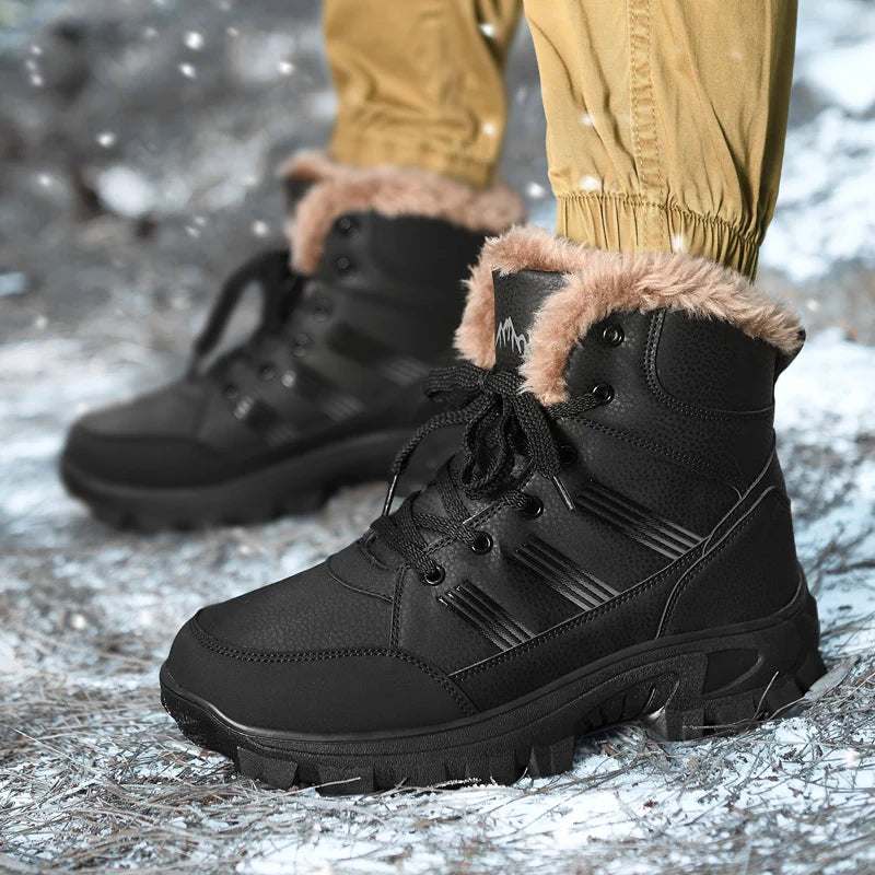 Men's Winter Boots 2025 Warm Waterproof Non-Slip Plush Sneakers Shoes Male Winter Tenis Boots Comfortable Slip-On Plush Lined
