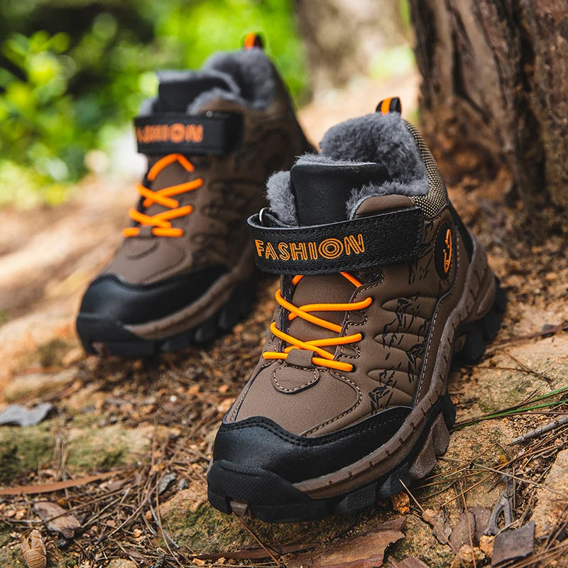 Waterproof Winter Snow Boots for Boys Non-Slip Warm Ankle Shoes Kids Outdoor Trekking Hiking Sneakers Children's Fashion Boots