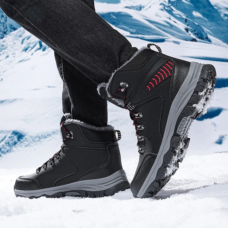 Mens Winter Snow Boots Durable Slip-resistant Windproof High-Top Sneakers Warm Comfortable Casual Shoes for Outdoor Activities