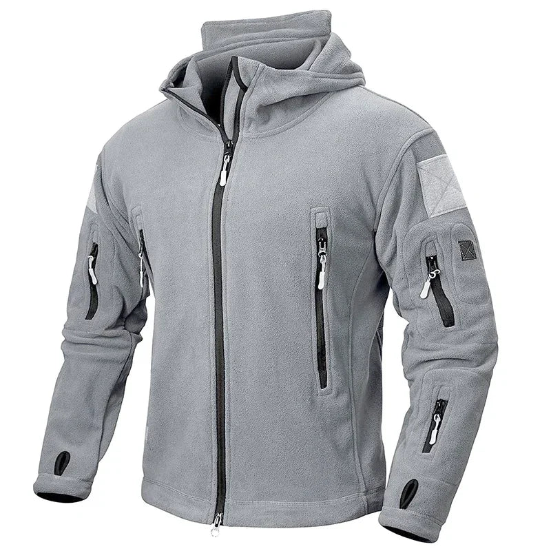 Winter Hunting Fleece Jacket Men Warm Polar Outdoor Hoodie Jacket Multi-Pocket Casual Full Zip Sport Hiking Coat