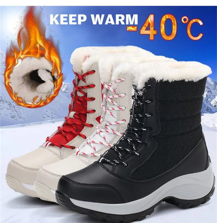 Winter Shoes Waterproof Boots Women Snow Boots Plush Warm Ankle Boots For Women Female Winter Shoes Booties Botas Mujer