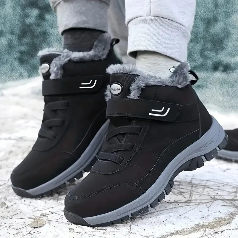 Winter Snow Boots Women Shoes Warm Breathable Hiking Shoes Women Anti-slip Flat Bottom Ankle Boots Short Plush Men Shoes Women