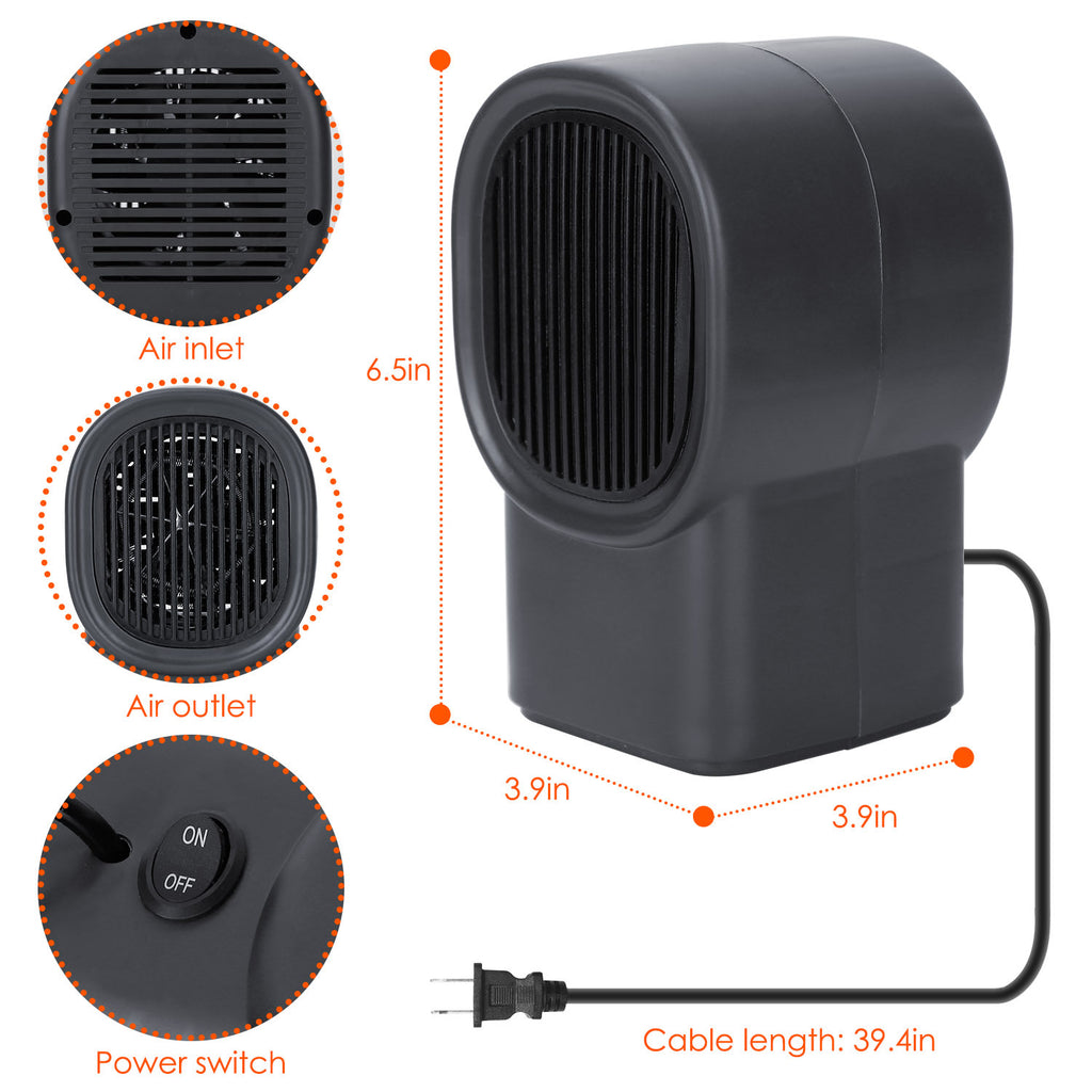1Pc 500W Portable Electric Space Heater Mini Desktop Fan